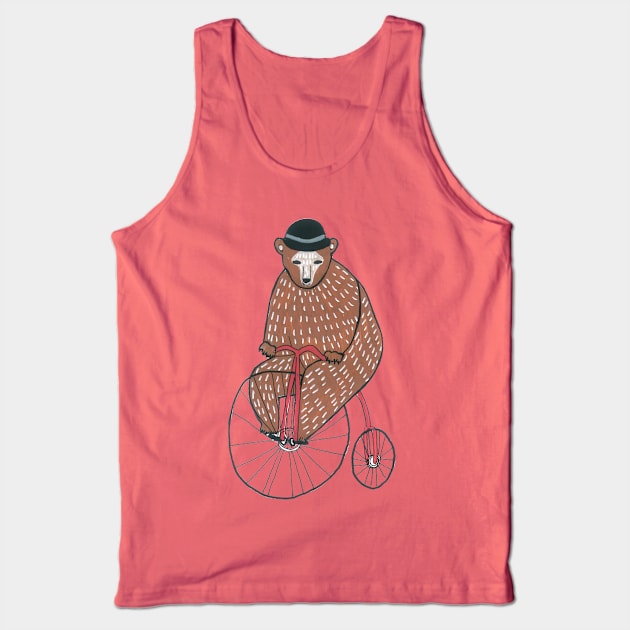 Bear On A Bicycle Tank Top by DoodlesAndStuff